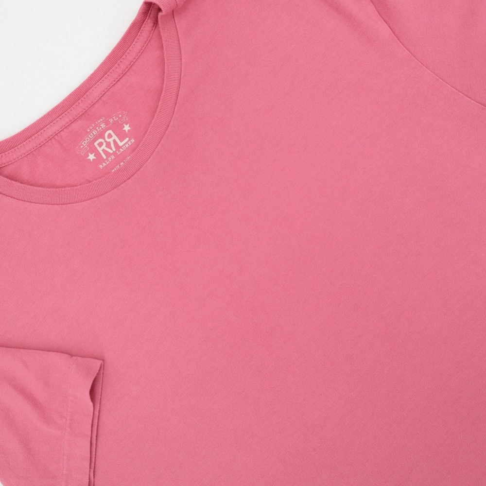 Double RL RRL T-Shirt Womens Lg Pink Embroidered Logo Pigment Dyed Excellent